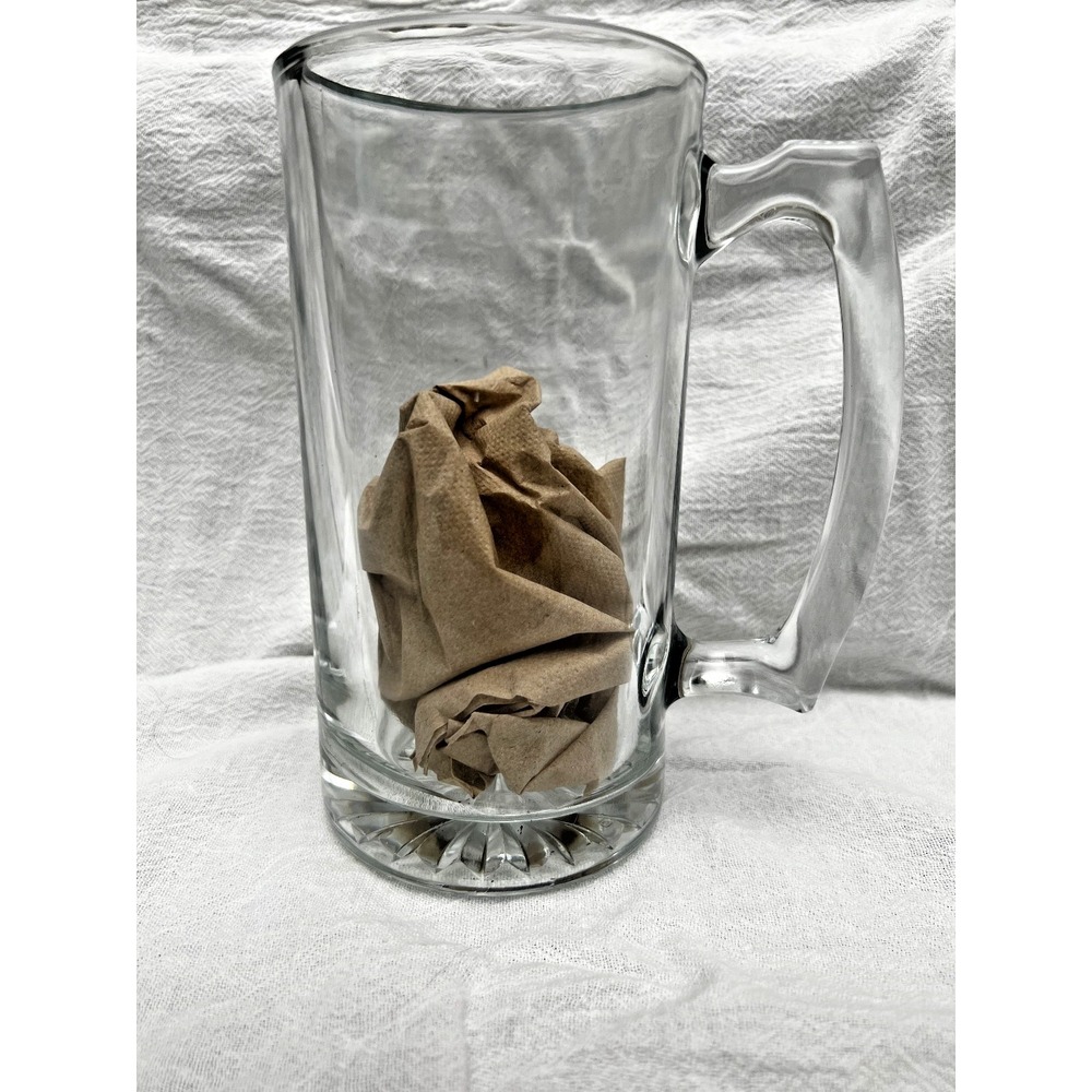 Glass Beer Stein Mug Clear 7" Heavy Glass 28 oz